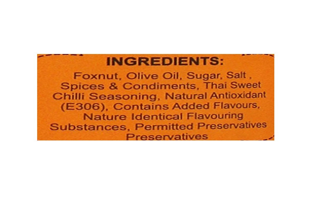 Wonderland Roasted Makhana, Thai Sweet Chilli Foxnuts   Plastic Jar  100 grams